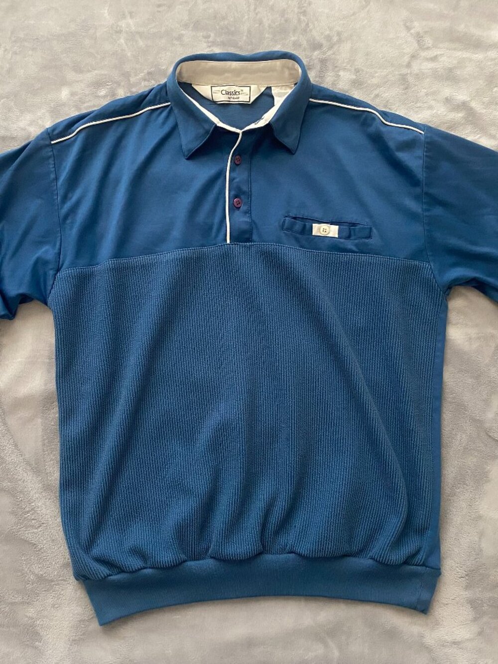 Vintage Classics by Palmland Blue Short Sleeve Striped Polo